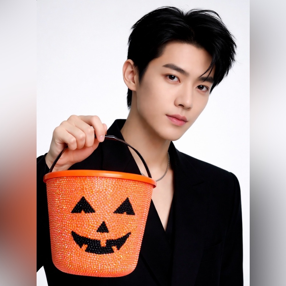 Bling Orange Jack-O'-Lantern Pumpkin Bucket